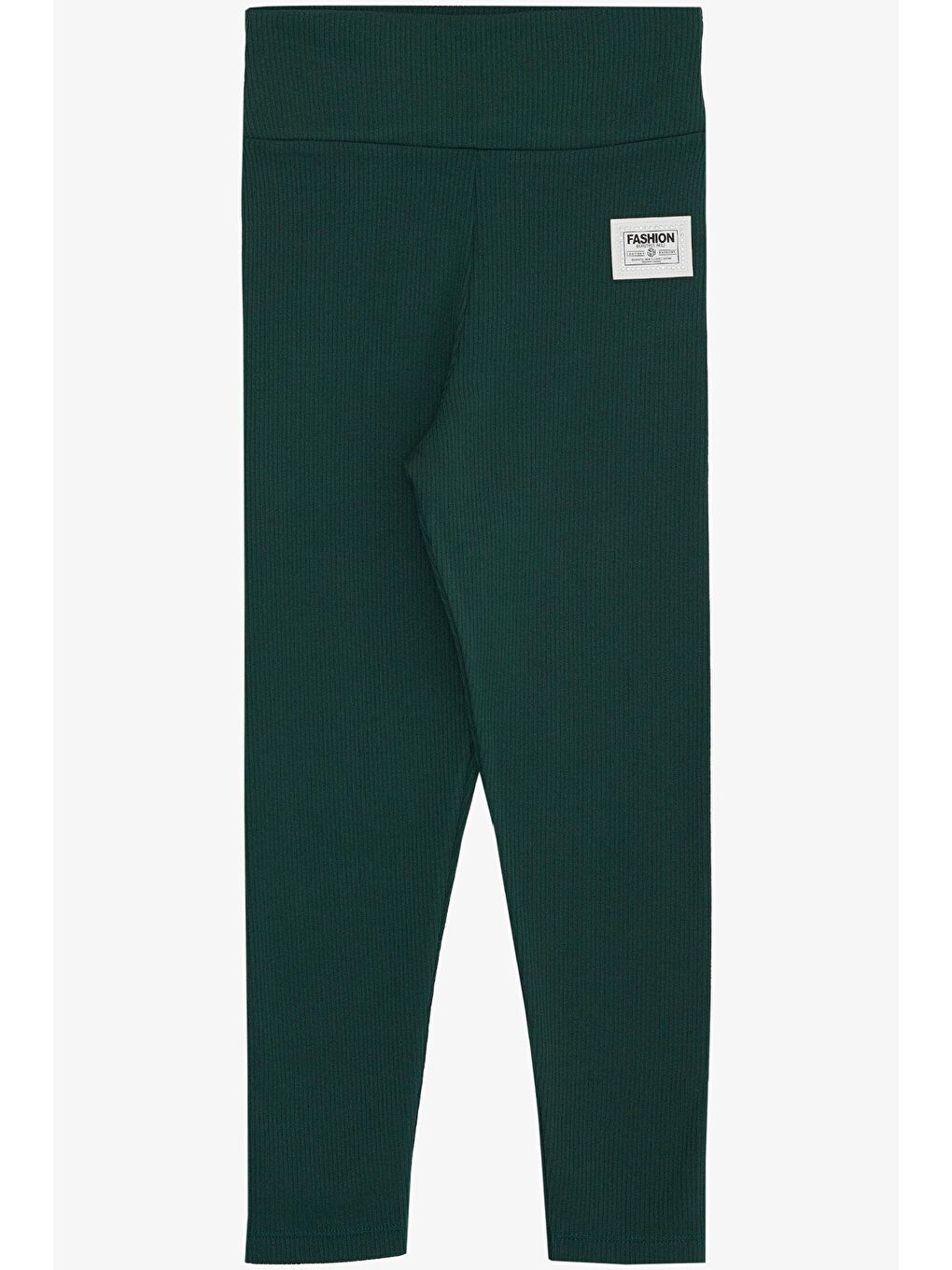 Kız Çocuk Tayt Fashion Armalı Taşlı Zümrüt Yeşil (9-14 Yaş)