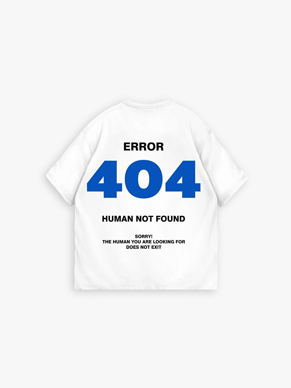 ablukaonline Erkek Oversize Error 404 Baskılı İki İplik T-Shirt Beyaz