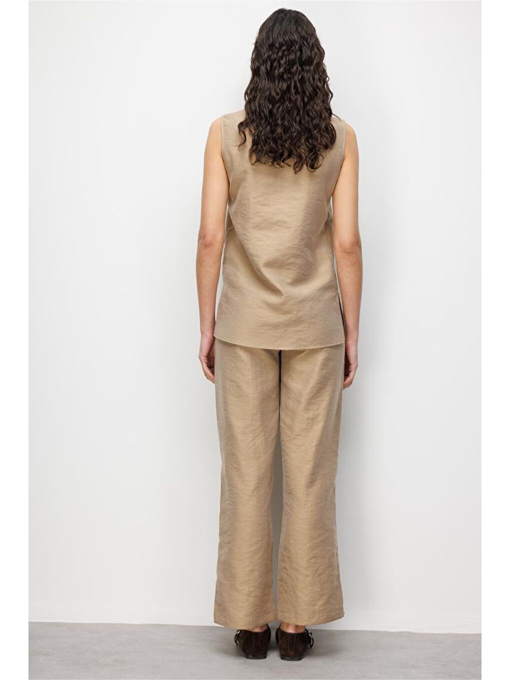 Bej Rengi Kolsuz Basic Bluz-2