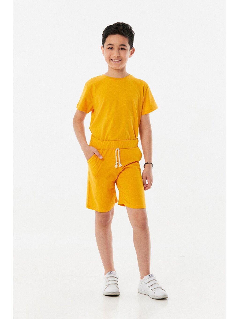 Sarı Beli Bağcıklı Unisex Şortlu Takım-2