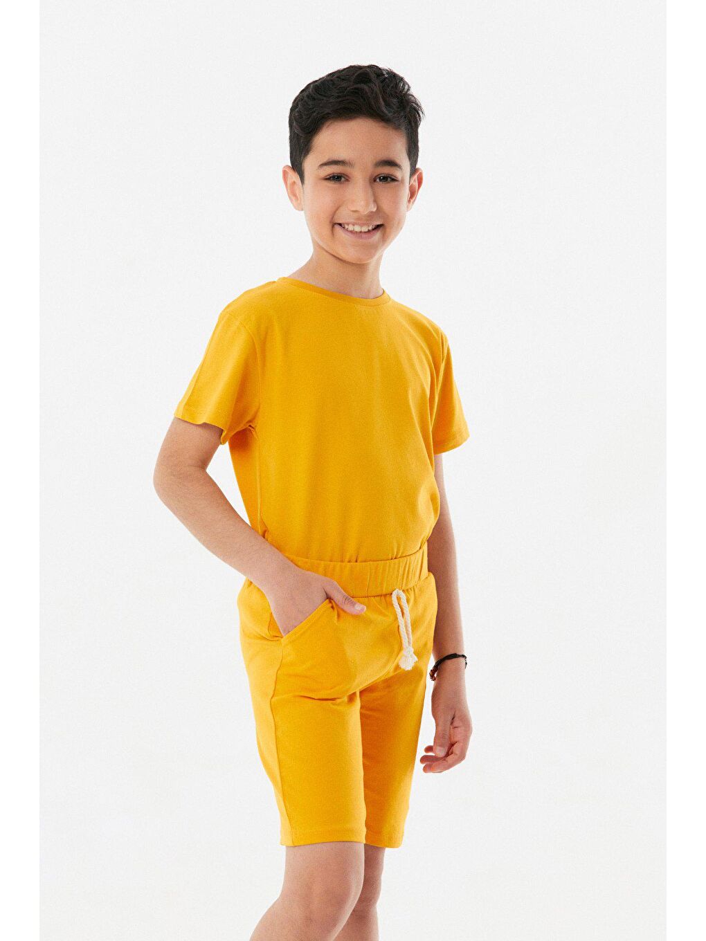 Sarı Beli Bağcıklı Unisex Şortlu Takım-3