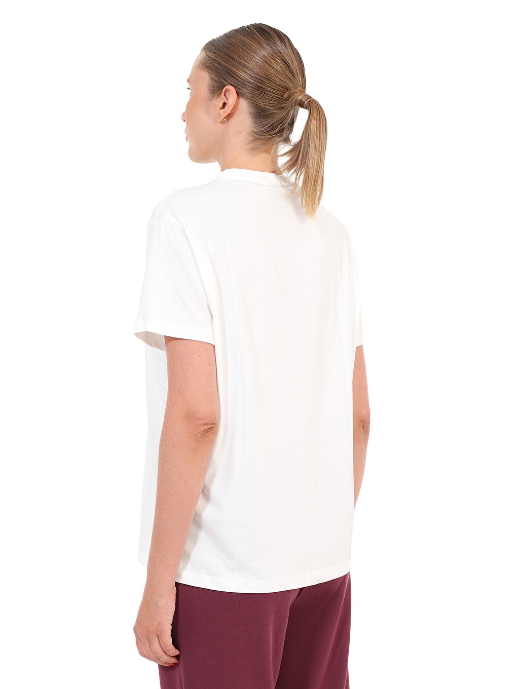 Bej Kısa Kol T-shirt Kadın Ekru Wl 11danya-1