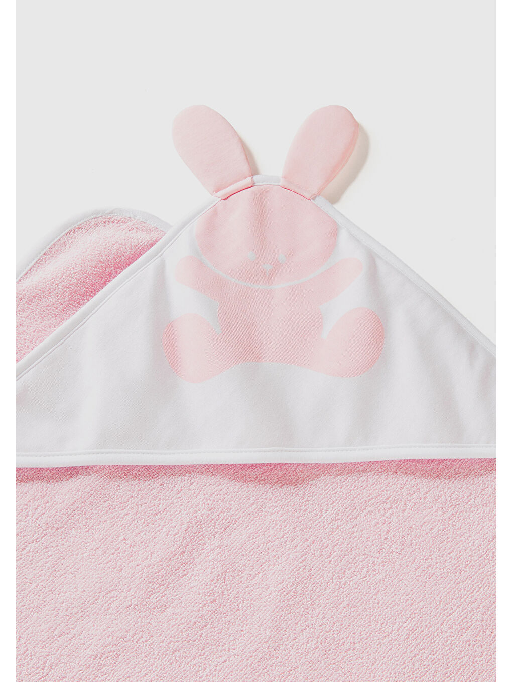 Bebek Toz Pembe Renkli Bunny Logolu Detaylı Havlu-2