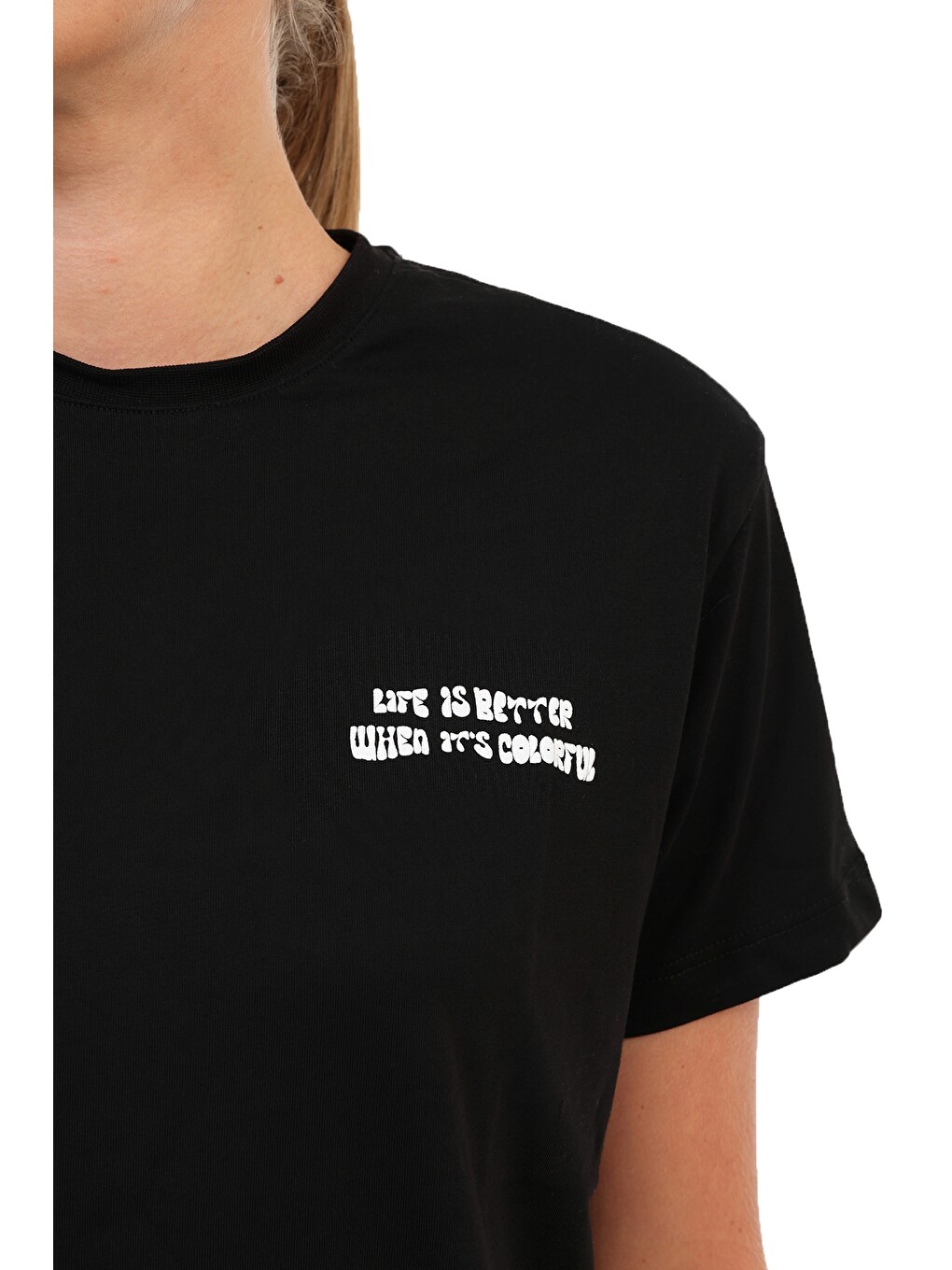 Kısa Kol T-shirt Kadın Siyah Wl 11danya-3