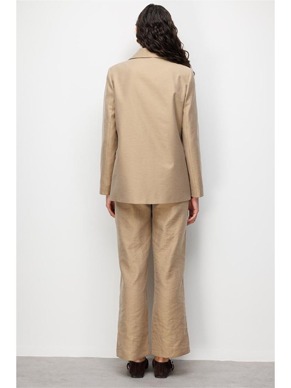 Bej Rengi Kruvaze Blazer Ceket-4