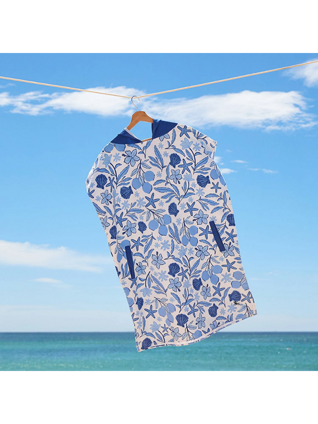 Mavi Dock And Bay Uv Korumalı Yetişkin Panço Design L Wavy Baby-1