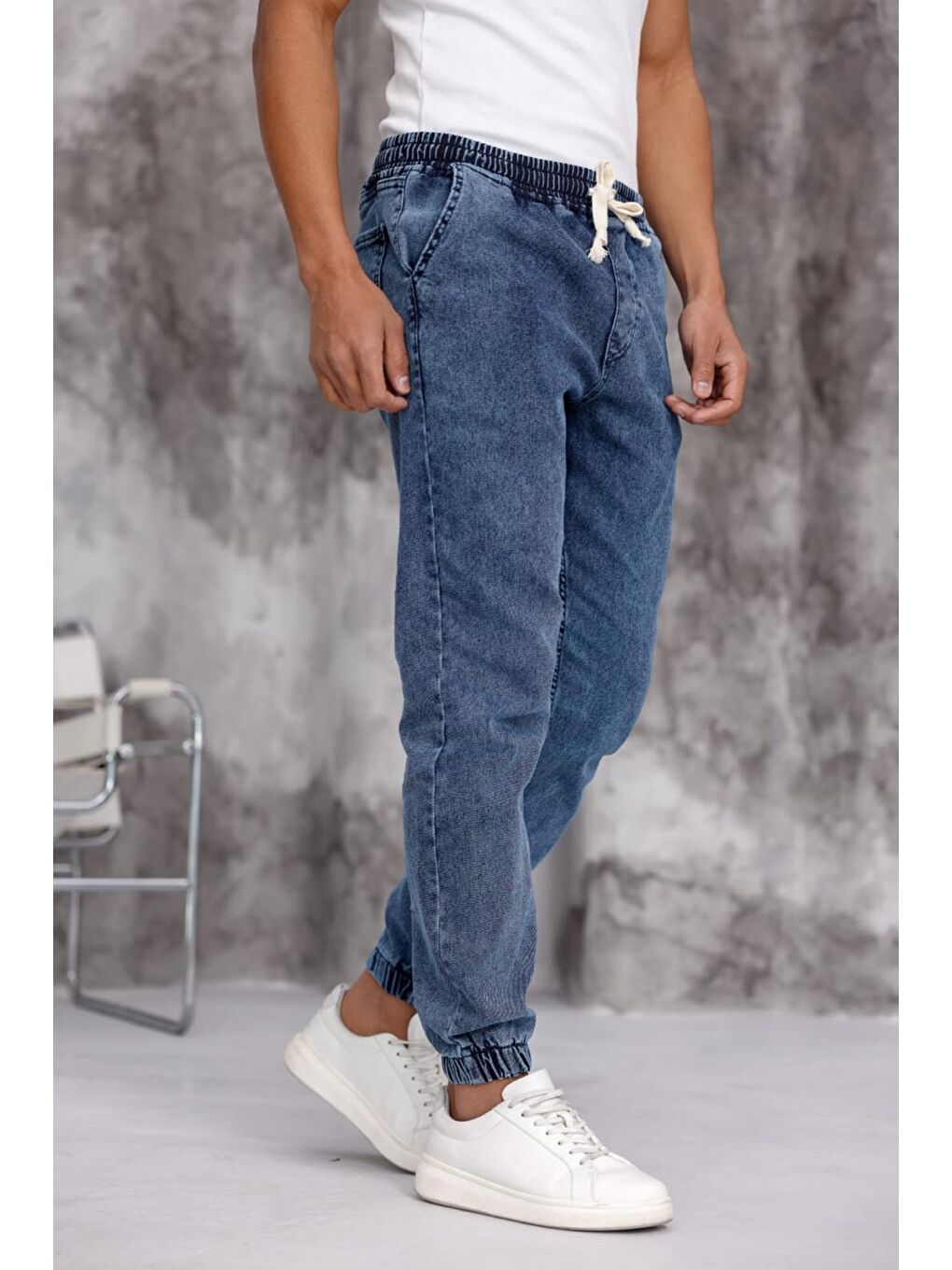 Mavi Zessi Paçası ve Beli Lastikli Slim Fit Elastanlı Jean Jogger Pantolon-2