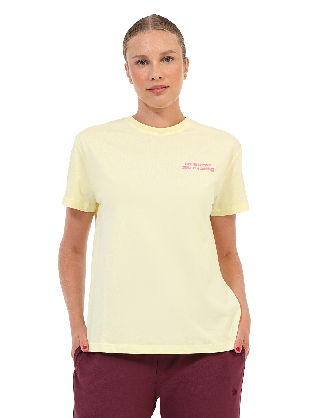 Kısa Kol T-shirt Kadın Sarı Wl 11danya