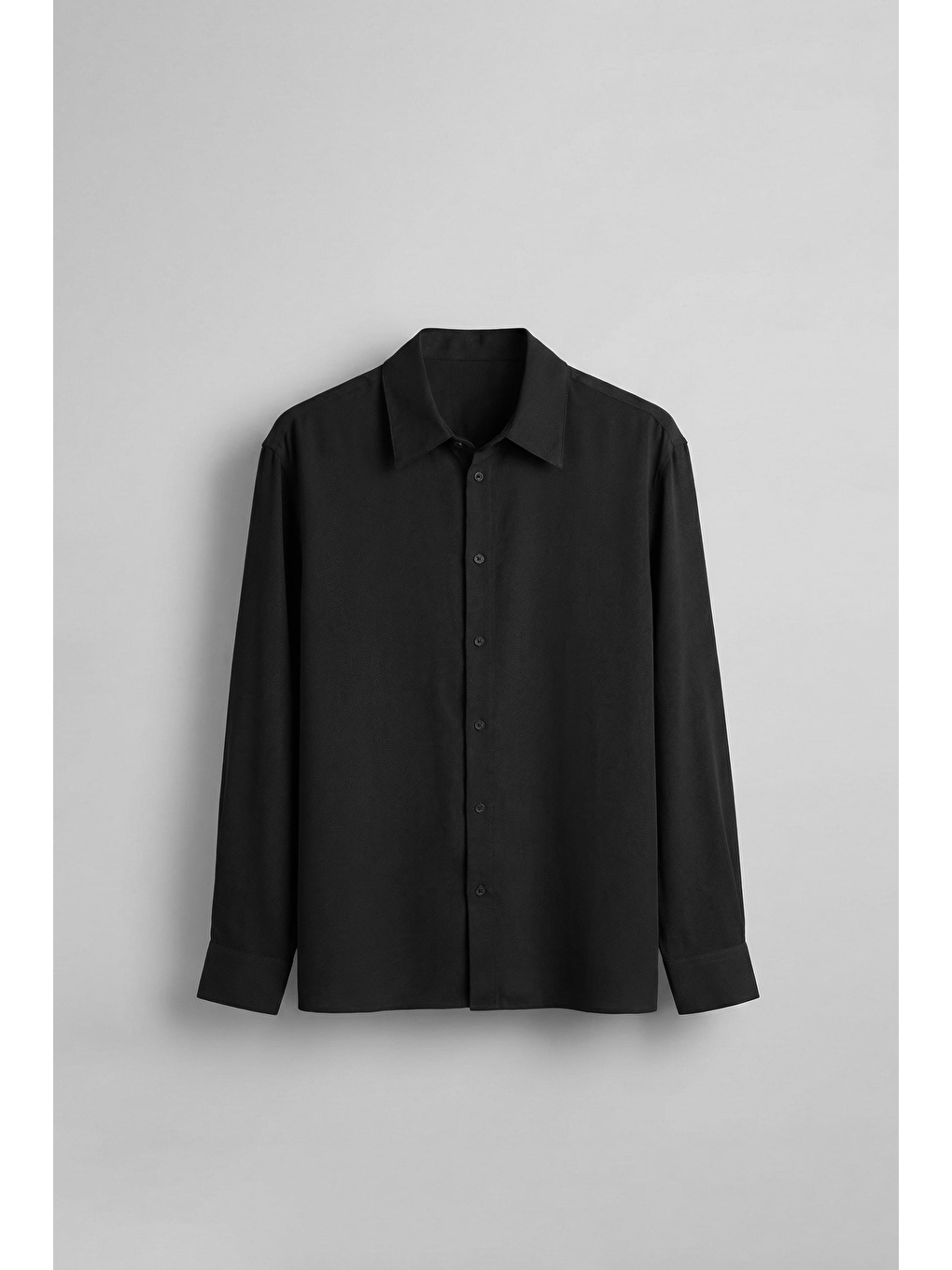 Erkek Relaxed Fit Uzun Kollu Basic Gömlek Siyah