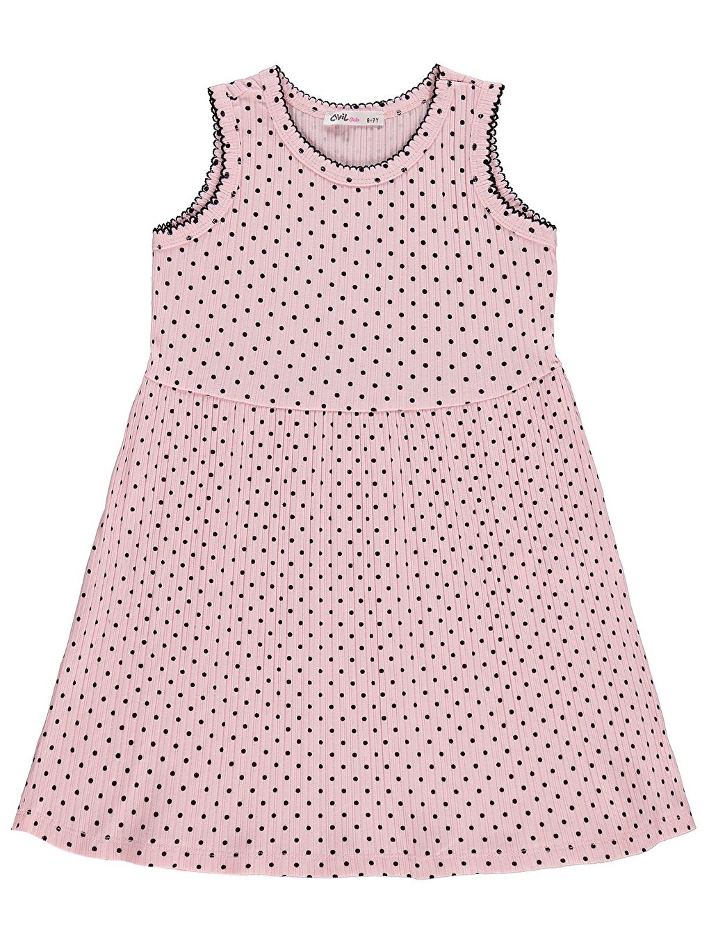 Girls Puantiyeli 6-9 Yaş Elbise - Pembe