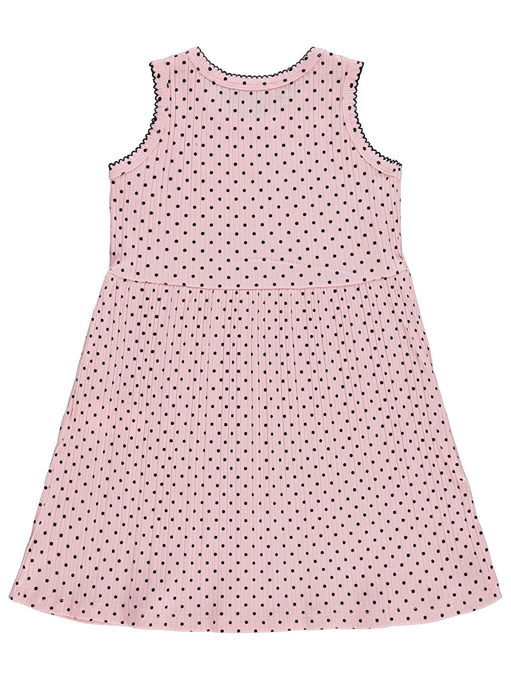 Girls Puantiyeli 6-9 Yaş Elbise - Pembe-1