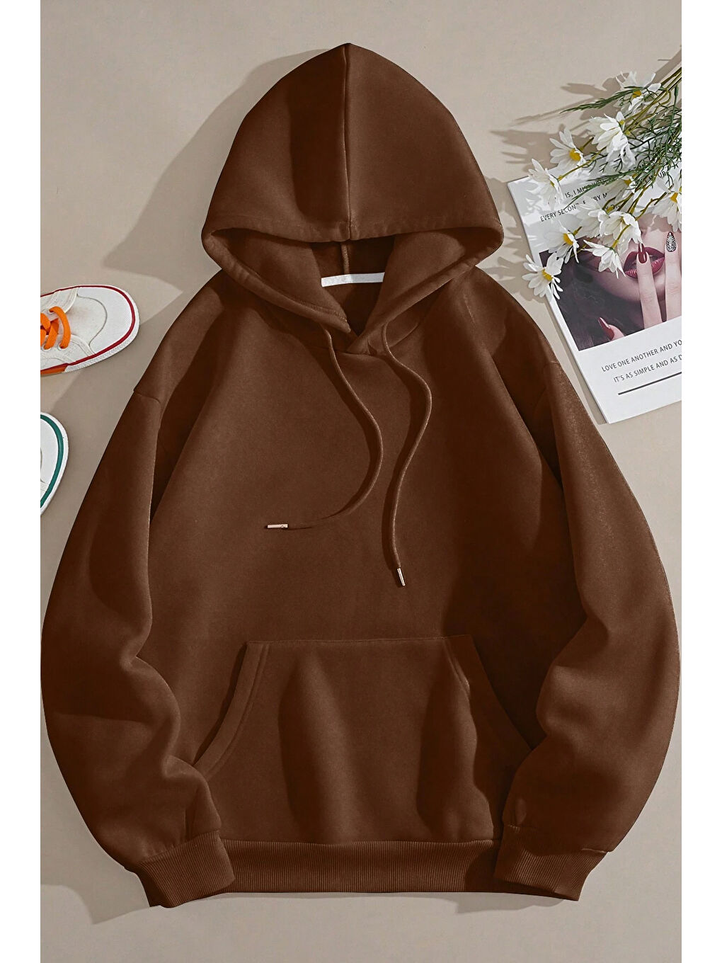 uyguntarz Kahverengi Unisex Butterfly Baskılı Sweatshirt