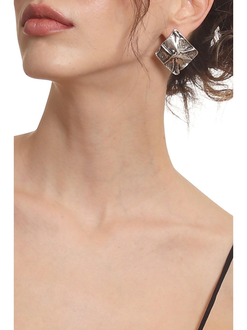 Gri Kadın Antik Gümüş Kaplama Çivili Bohem Küpe-1