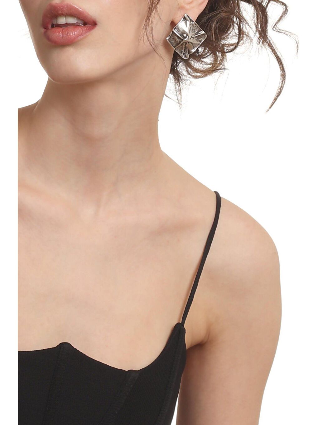 Gri Kadın Antik Gümüş Kaplama Çivili Bohem Küpe-2