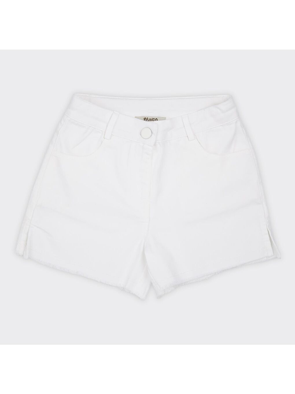 Beyaz Kız Çocuk Düğmeli Şort