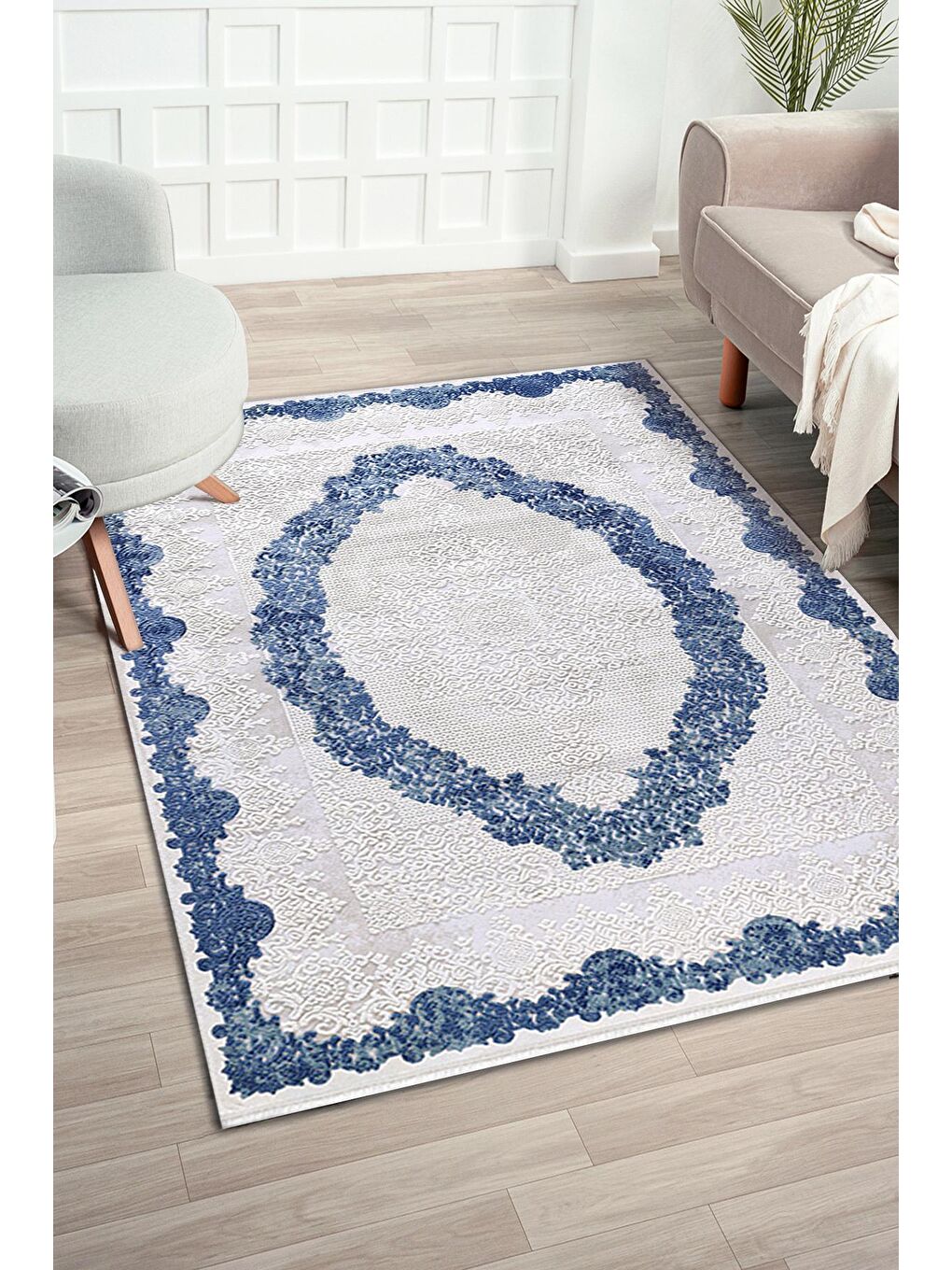 Lacivert Konfor Diva 9512 Akrilik Dokuma Halı Salon Oturma Odası Halısı-100x300