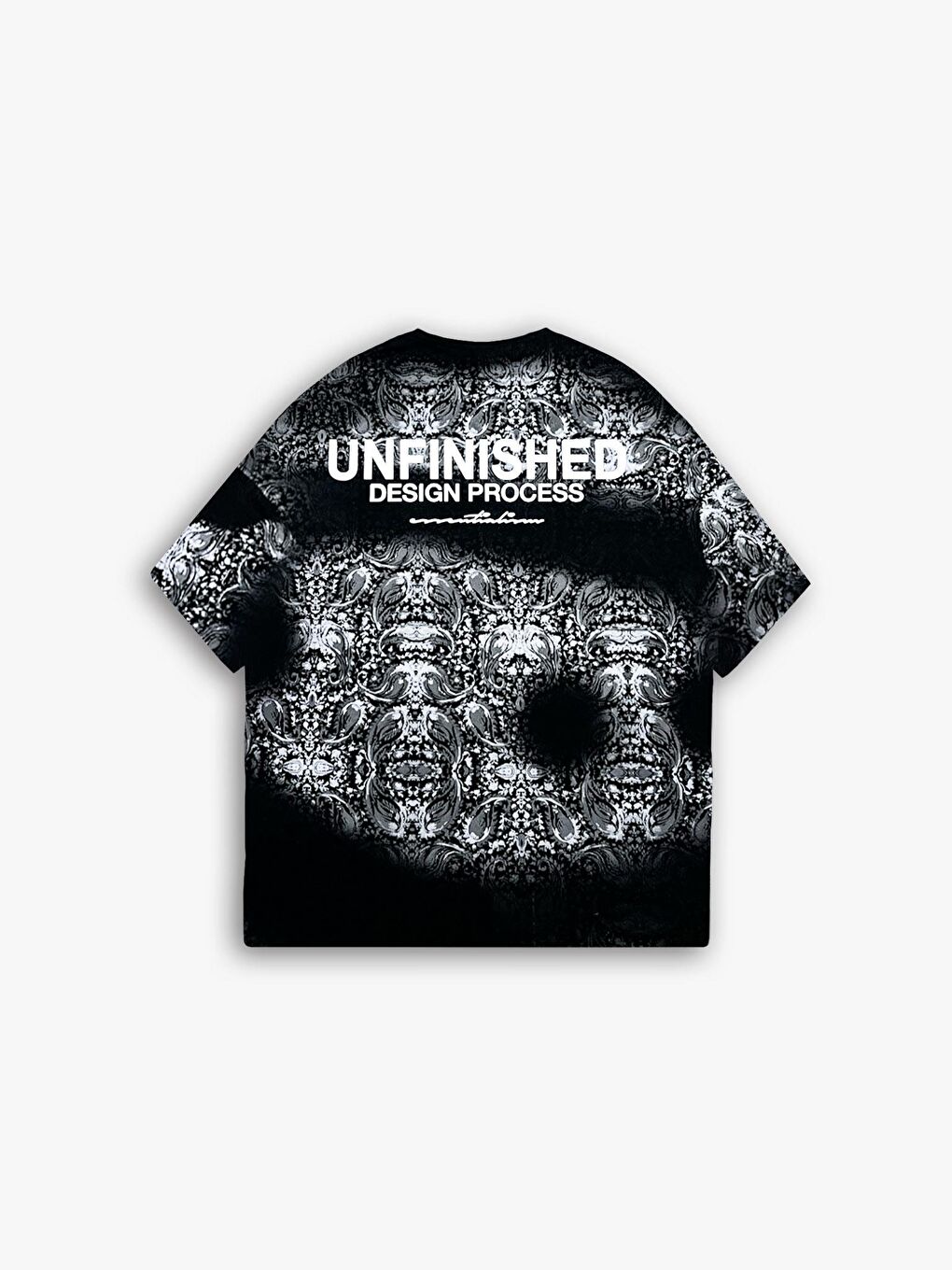 Erkek Oversize Fit Baskı Desenli Kısa Kol Tişört Siyah-4