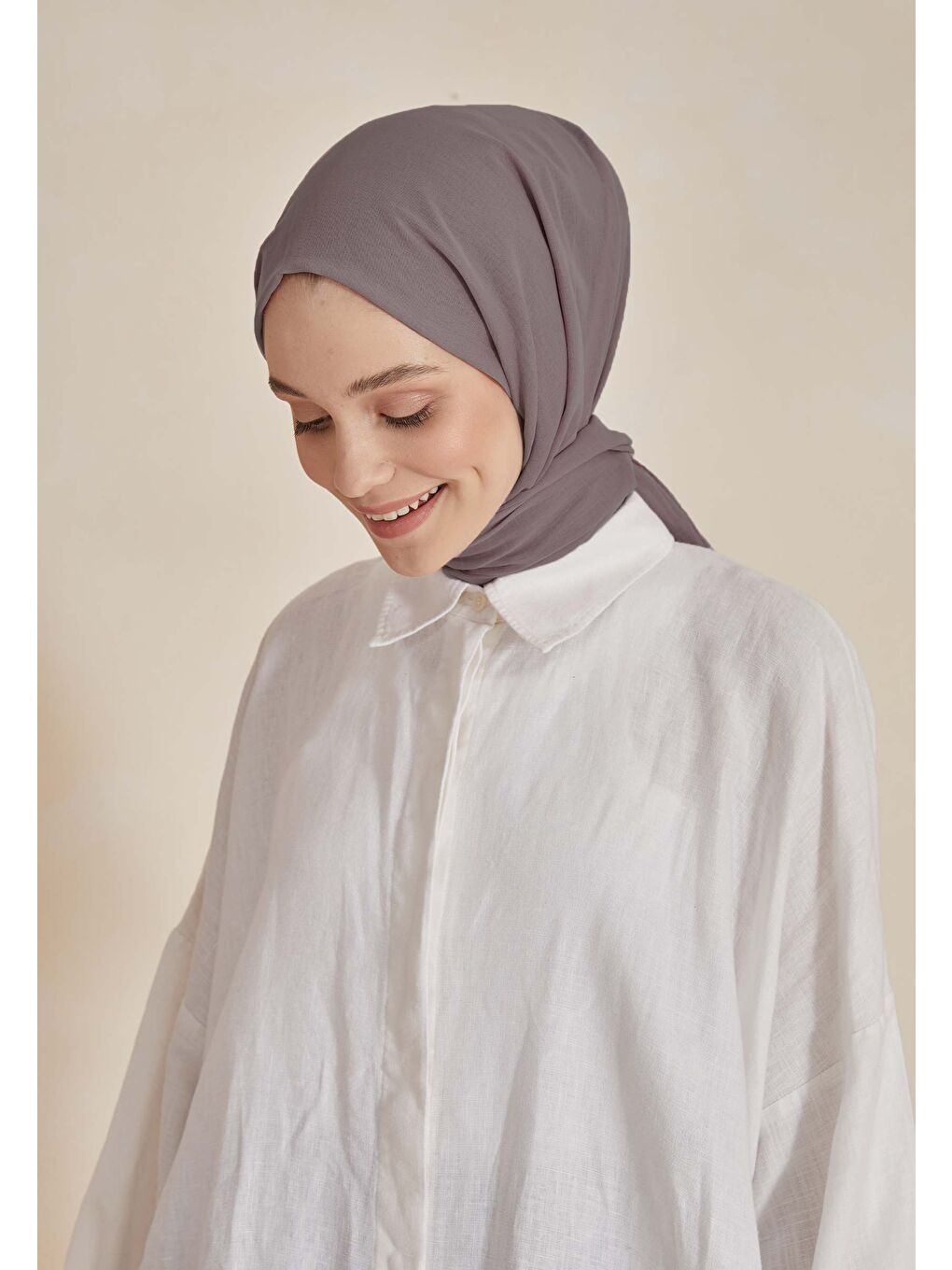 Gri İnce Pamuk Vual Şal Kül-2