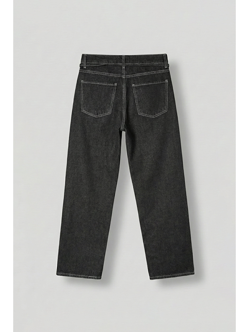 Erkek Baggy Fit Bağcıklı Bel Jean Pantolon Siyah-1