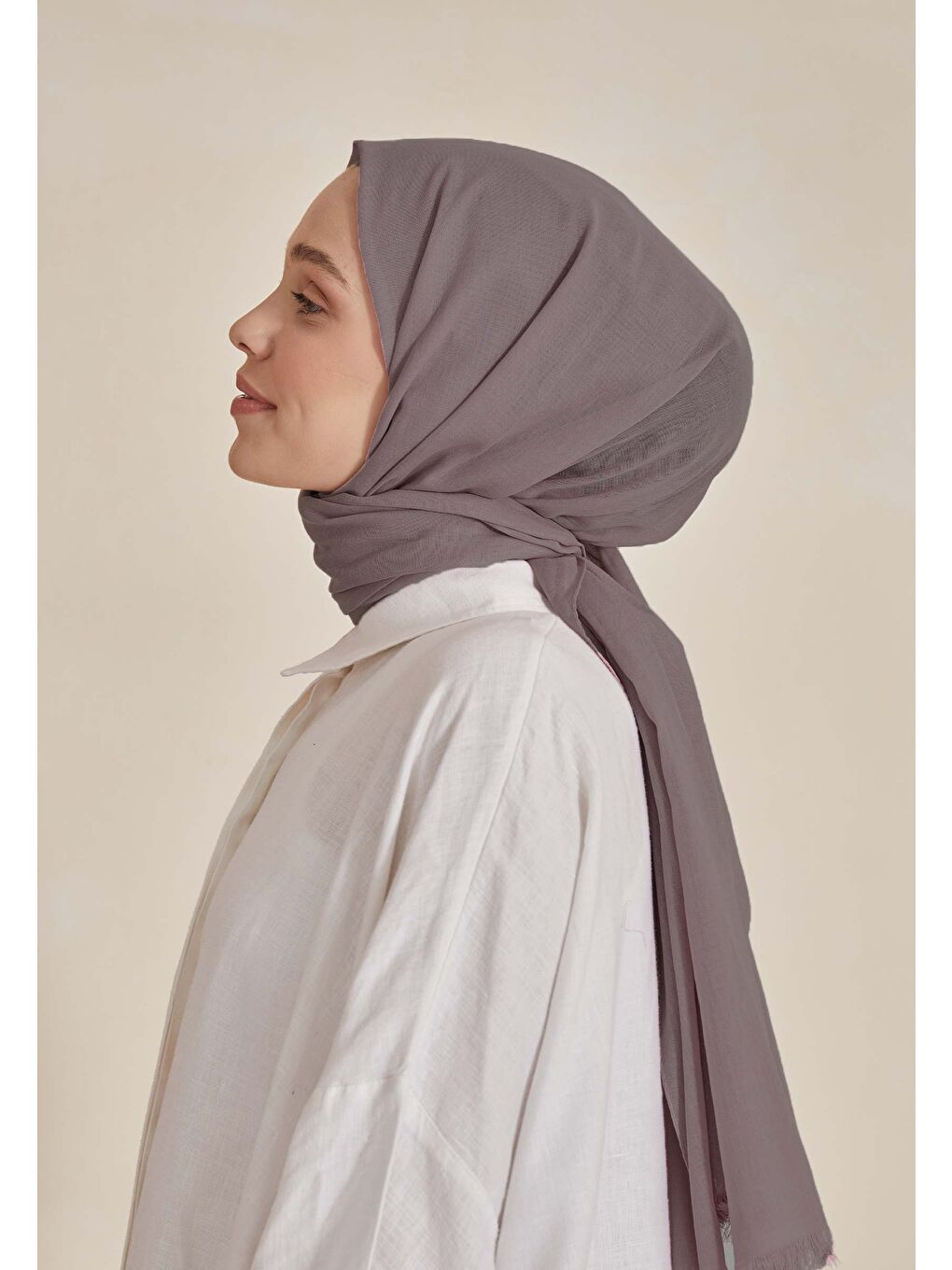Gri İnce Pamuk Vual Şal Kül-3