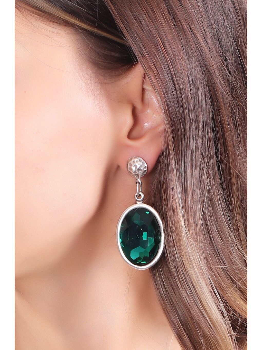 Gri Kadın Antik Gümüş Kaplama Taşlı Hürrem Küpe-2