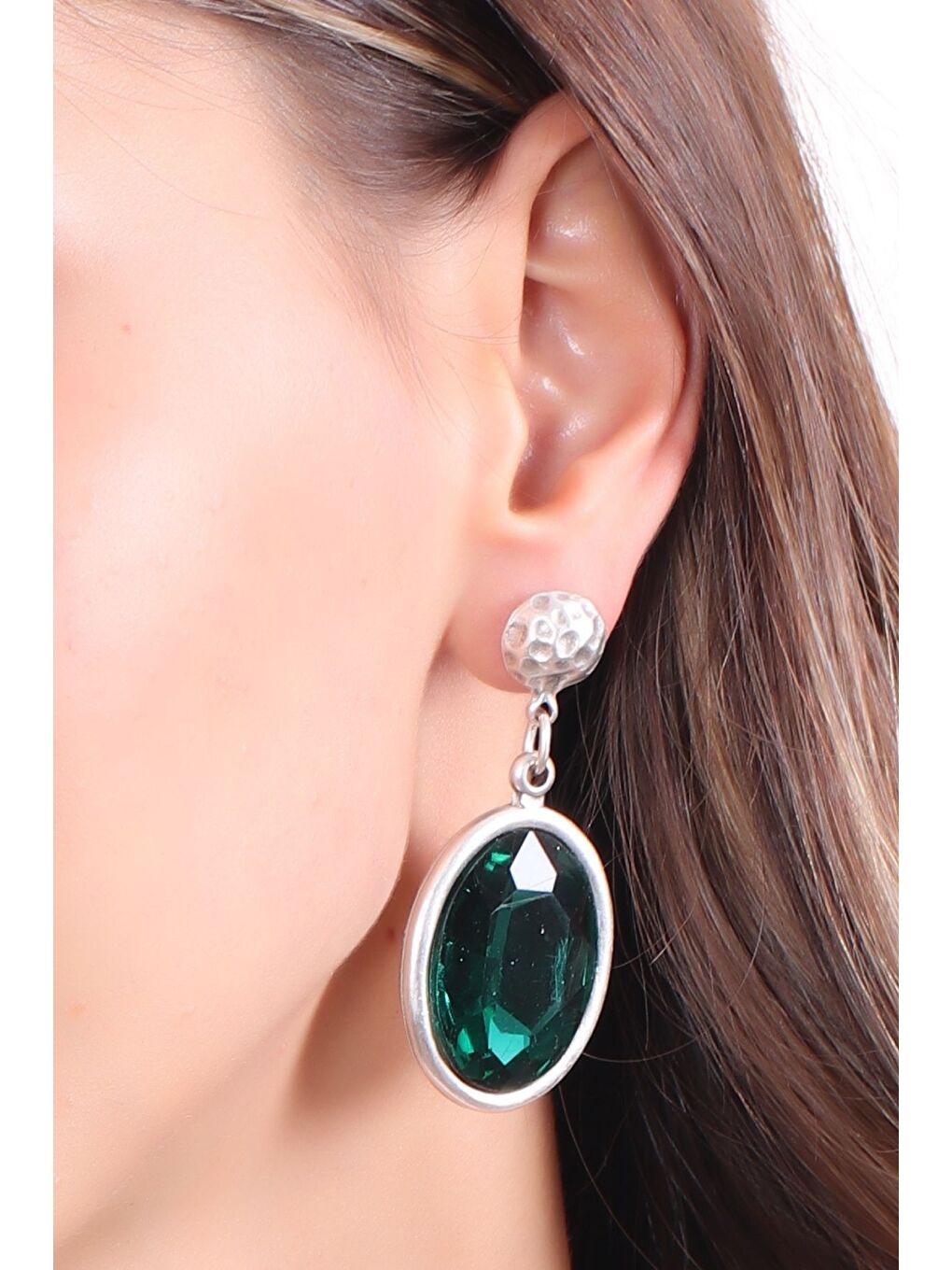 Gri Kadın Antik Gümüş Kaplama Taşlı Hürrem Küpe-3