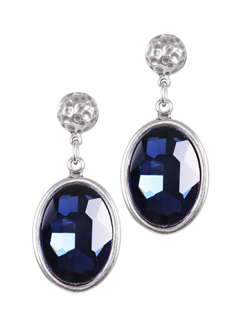 Lacivert Kadın Antik Gümüş Kaplama Taşlı Hürrem Küpe