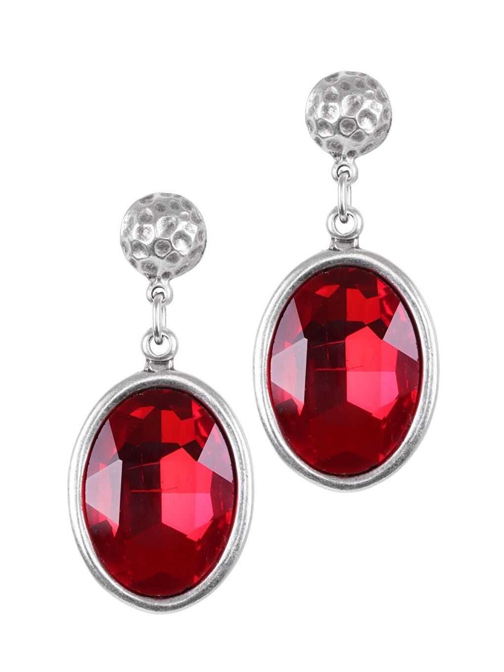 Kırmızı Kadın Antik Gümüş Kaplama Taşlı Hürrem Küpe