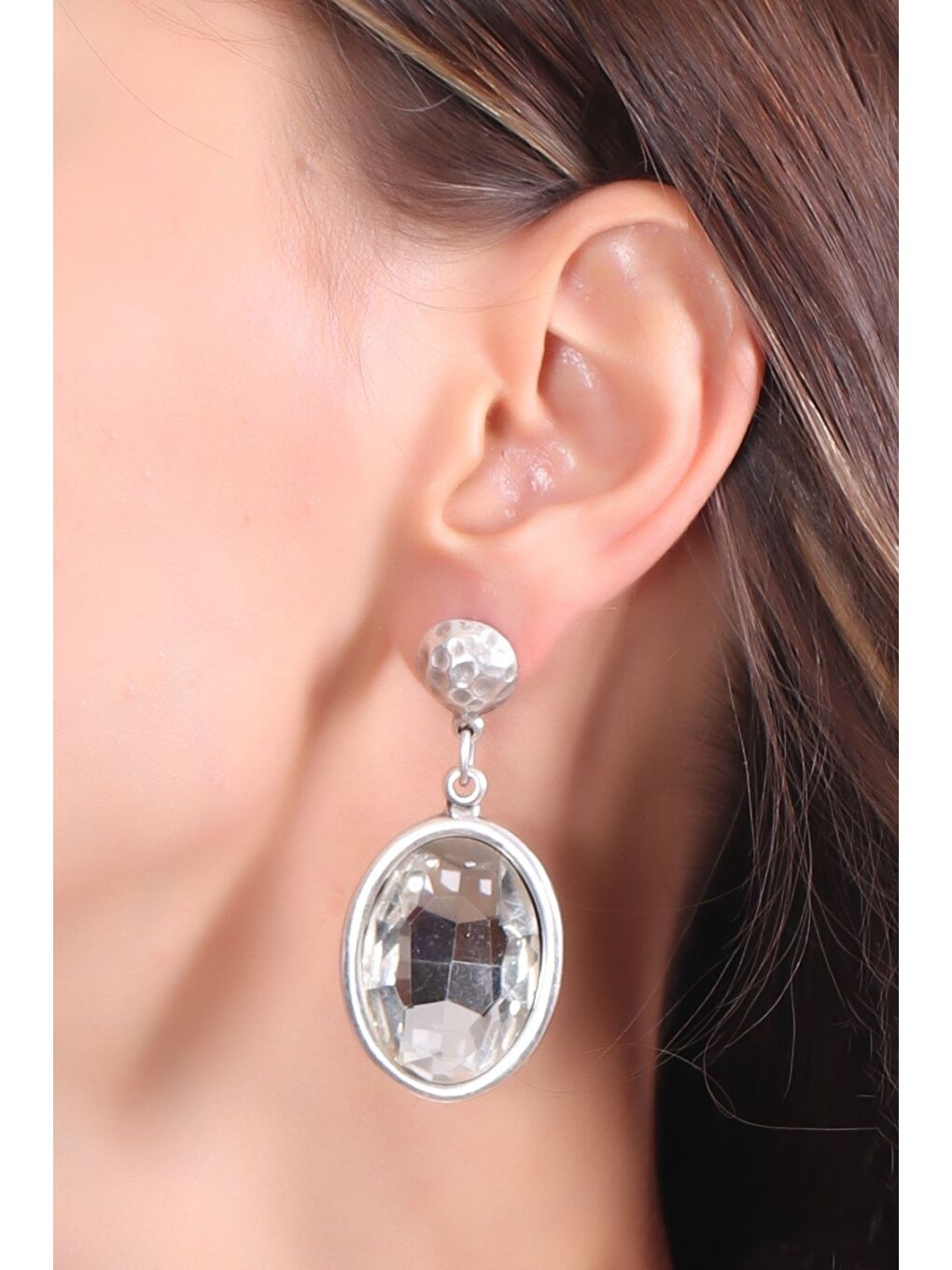 Beyaz Kadın Antik Gümüş Kaplama Taşlı Hürrem Küpe-2