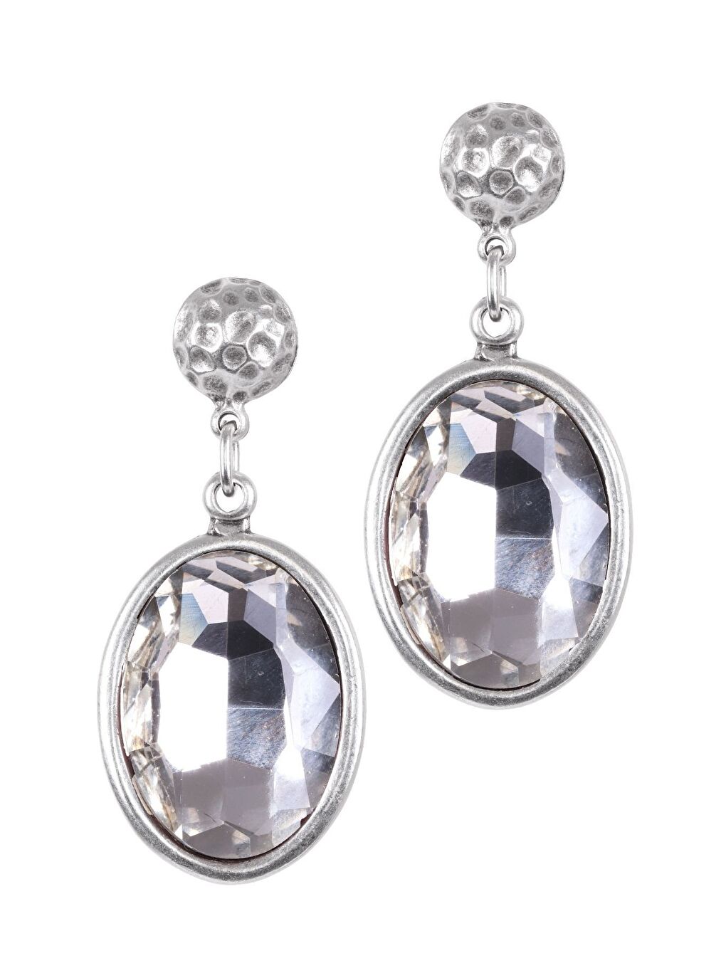 Beyaz Kadın Antik Gümüş Kaplama Taşlı Hürrem Küpe