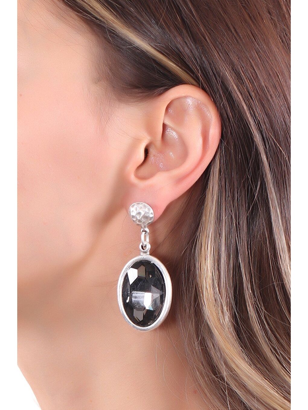 Antrasit Kadın Antik Gümüş Kaplama Taşlı Hürrem Küpe-1