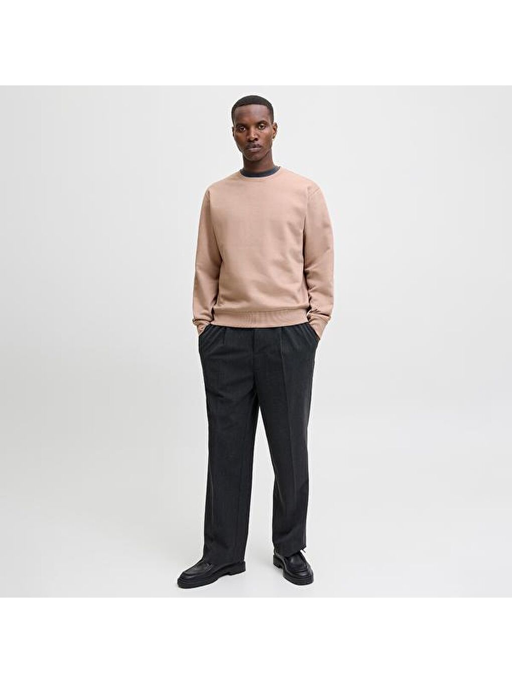 Jack&Jones Star Basic Erkek Bej Sweatshirt-1