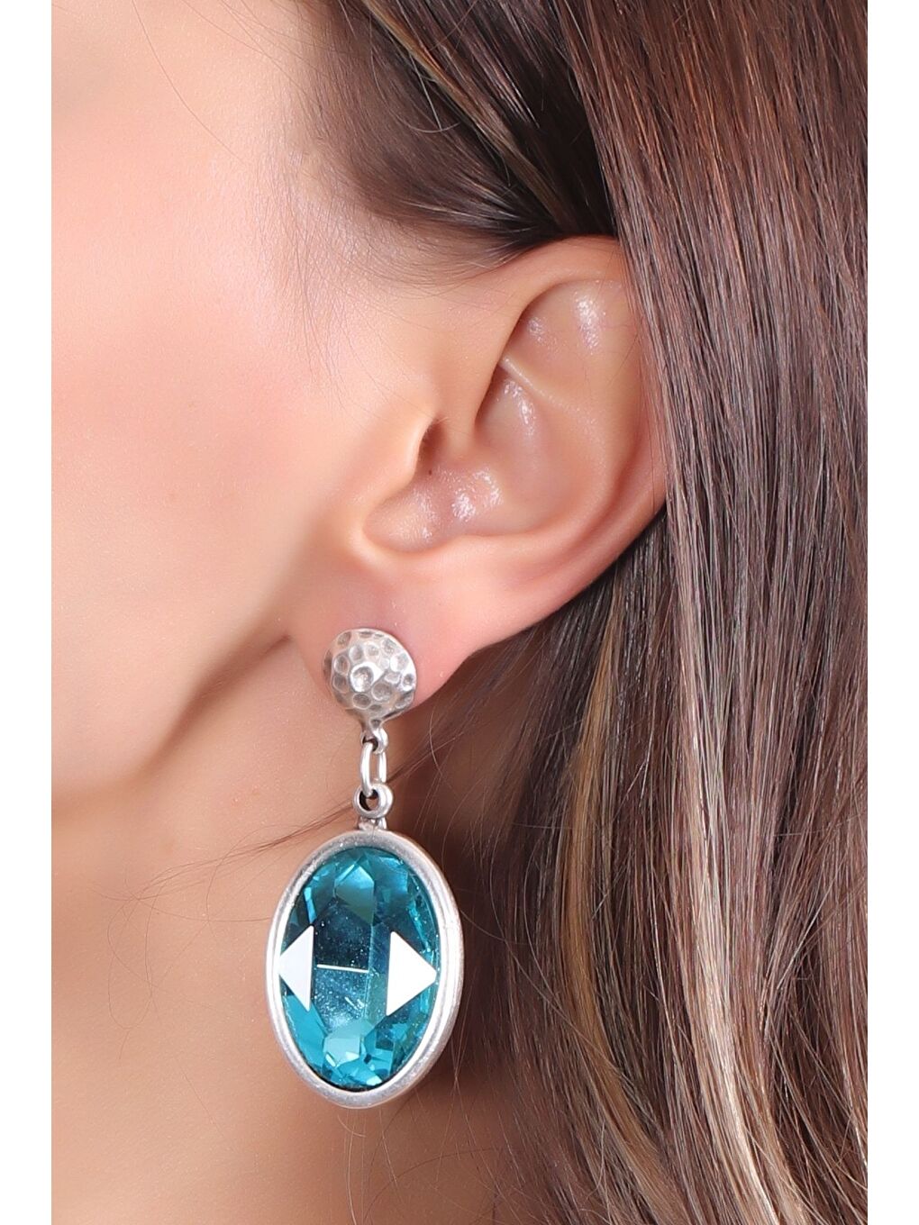 Gri Kadın Antik Gümüş Kaplama Taşlı Hürrem Küpe-2