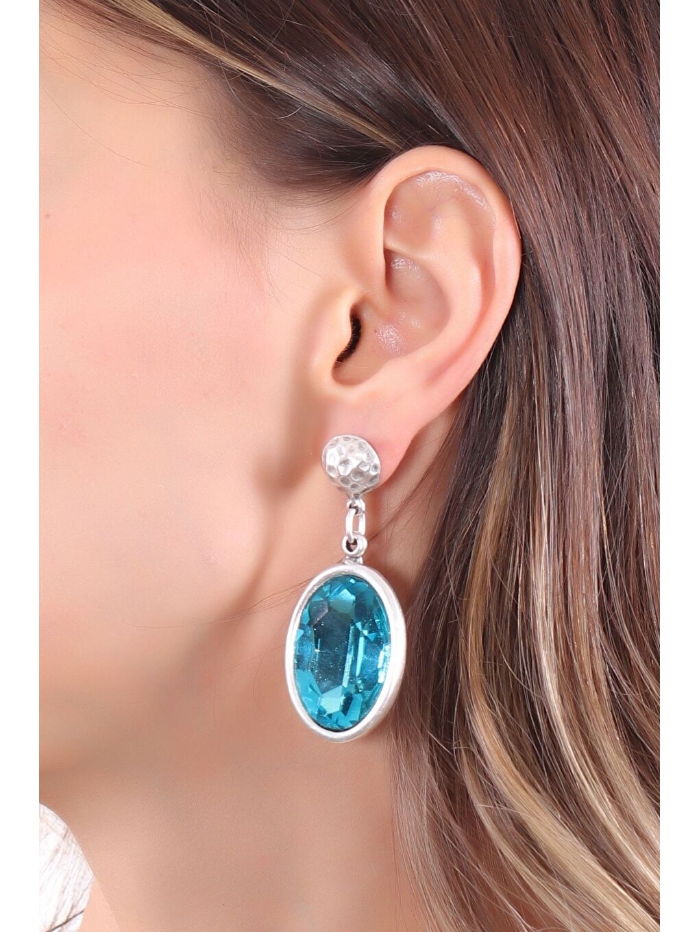 Gri Kadın Antik Gümüş Kaplama Taşlı Hürrem Küpe-3