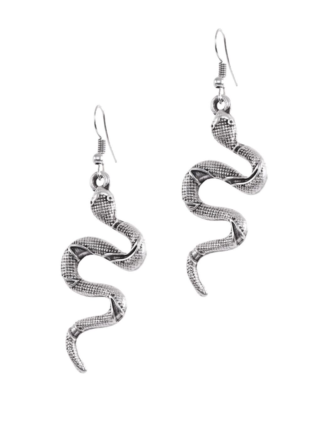 Karışık Kadın Antik Gümüş Kaplama Sallantılı Baskılı Yılan Küpe