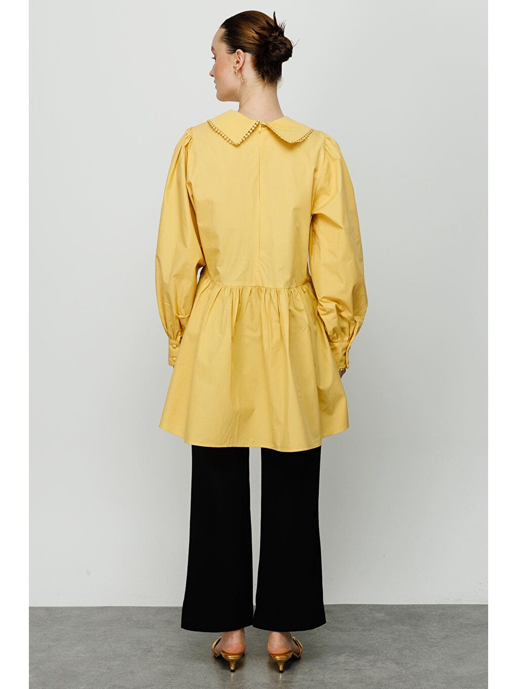 Patı Taş Detaylı Tunik - Sarı-4