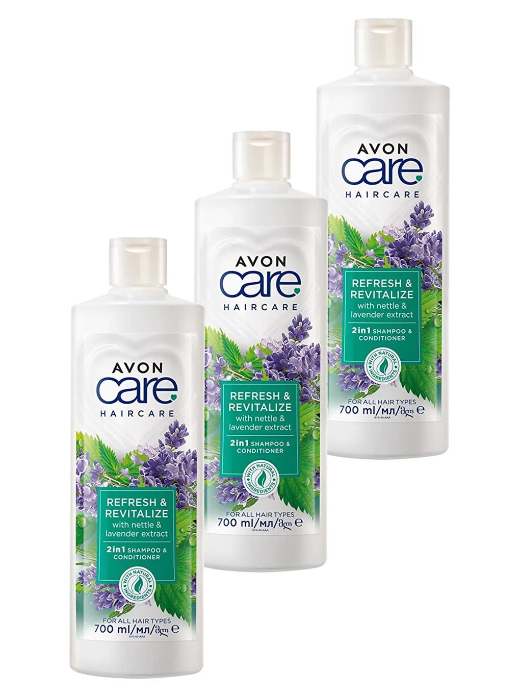 AVON Care Isırgan Otu ve Lavanta Özleri Içeren Şampuan ve Saç Kremi 700 Ml. Üçlü Set