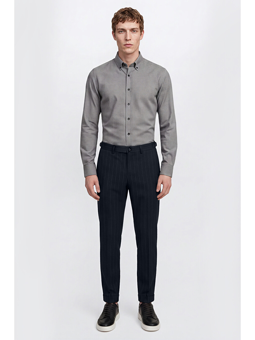 Erkek Lacivert 360 Her Yöne Esneyen Pamuklu Slim Fit Dar Kesim Beli Bağlamalı Yan Cepli Casual Pant-