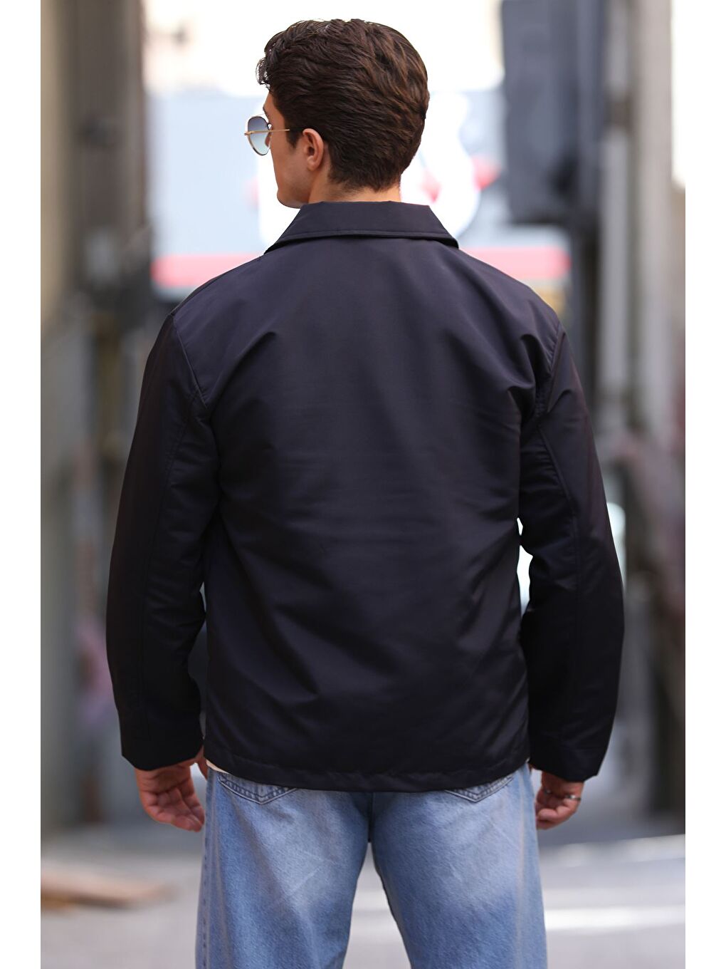 Lacivert Astarlı Fermuarlı Erkek Mevsimlik Mont-2