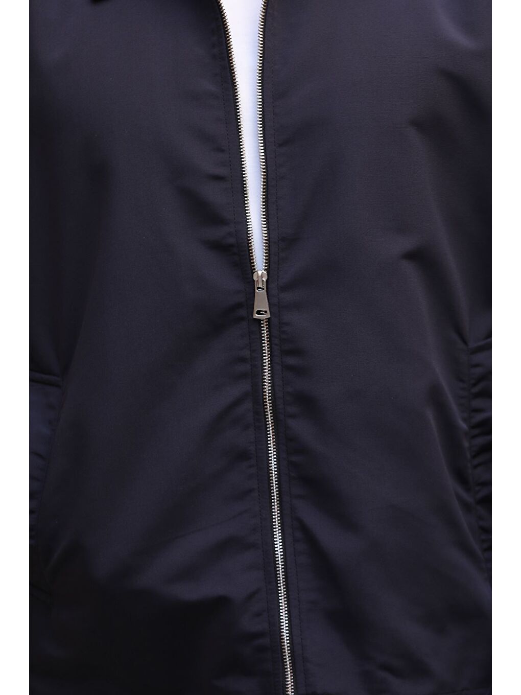 Lacivert Astarlı Fermuarlı Erkek Mevsimlik Mont-3