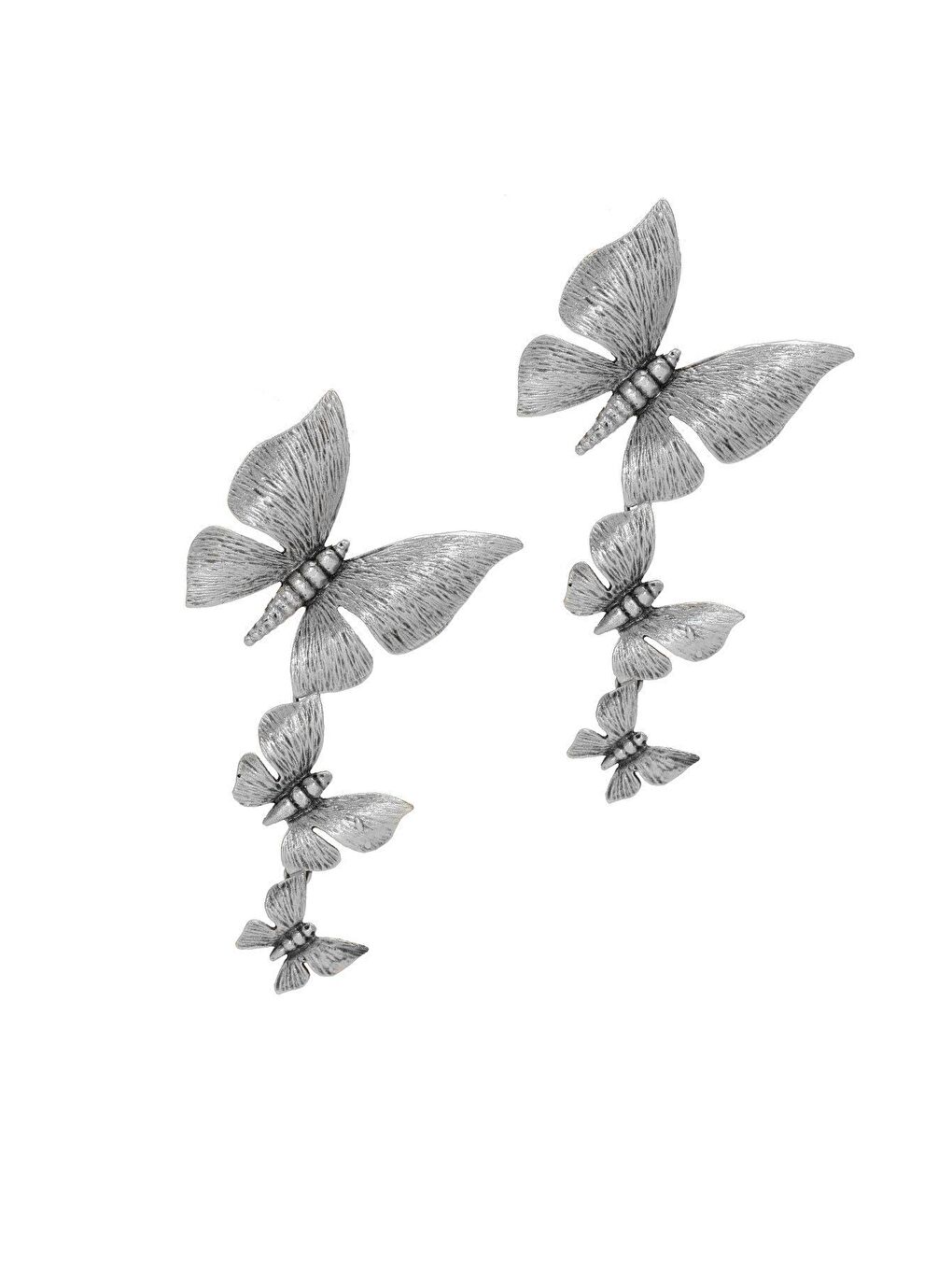 Karışık Kadın Antik Gümüş Kaplama Çivili Kelebek Küpe