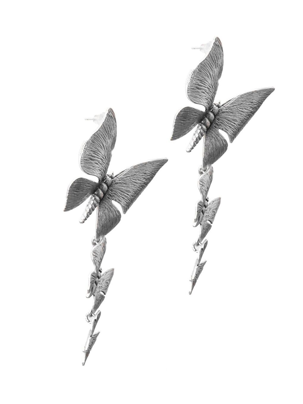 Karışık Kadın Antik Gümüş Kaplama Çivili Kelebek Küpe-1