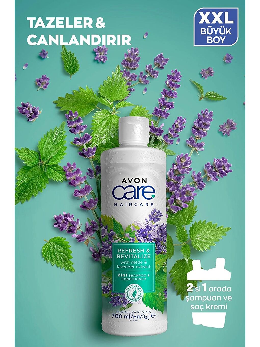 AVON Care Isırgan Otu ve Lavanta Özleri Içeren Şampuan ve Saç Kremi 700 Ml. Üçlü Set - 3