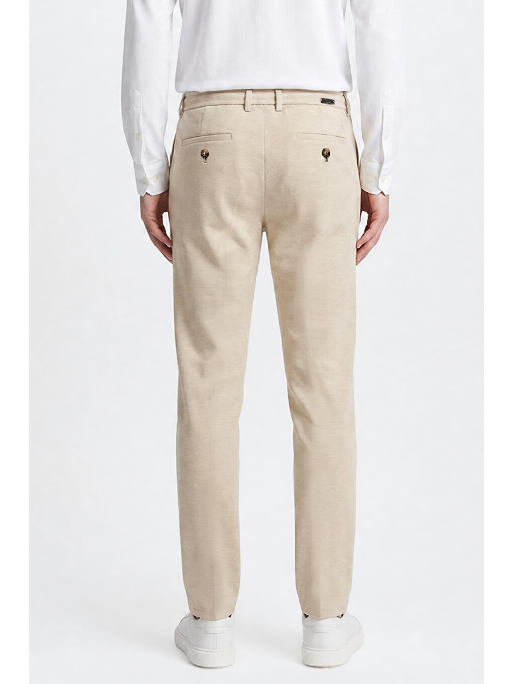 Erkek Bej 360 Her Yöne Esneyen Slim Fit Yan Cepli Diagonal Desenli Esnek Casual Pantolon-4