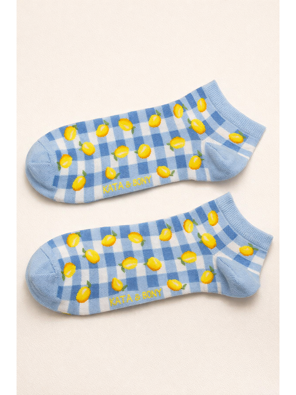 Sarı Kadın 2'Li Limon Desenli Step Çorap-5