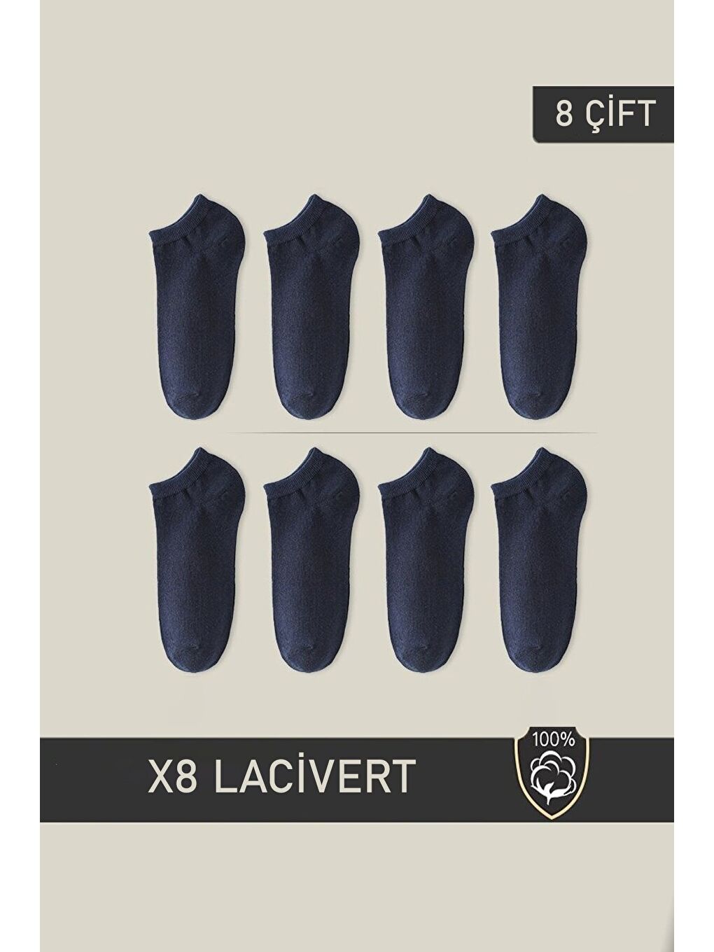 Unisex Patik Çorap 8 Çift Lacivert (8 ÇİFT)