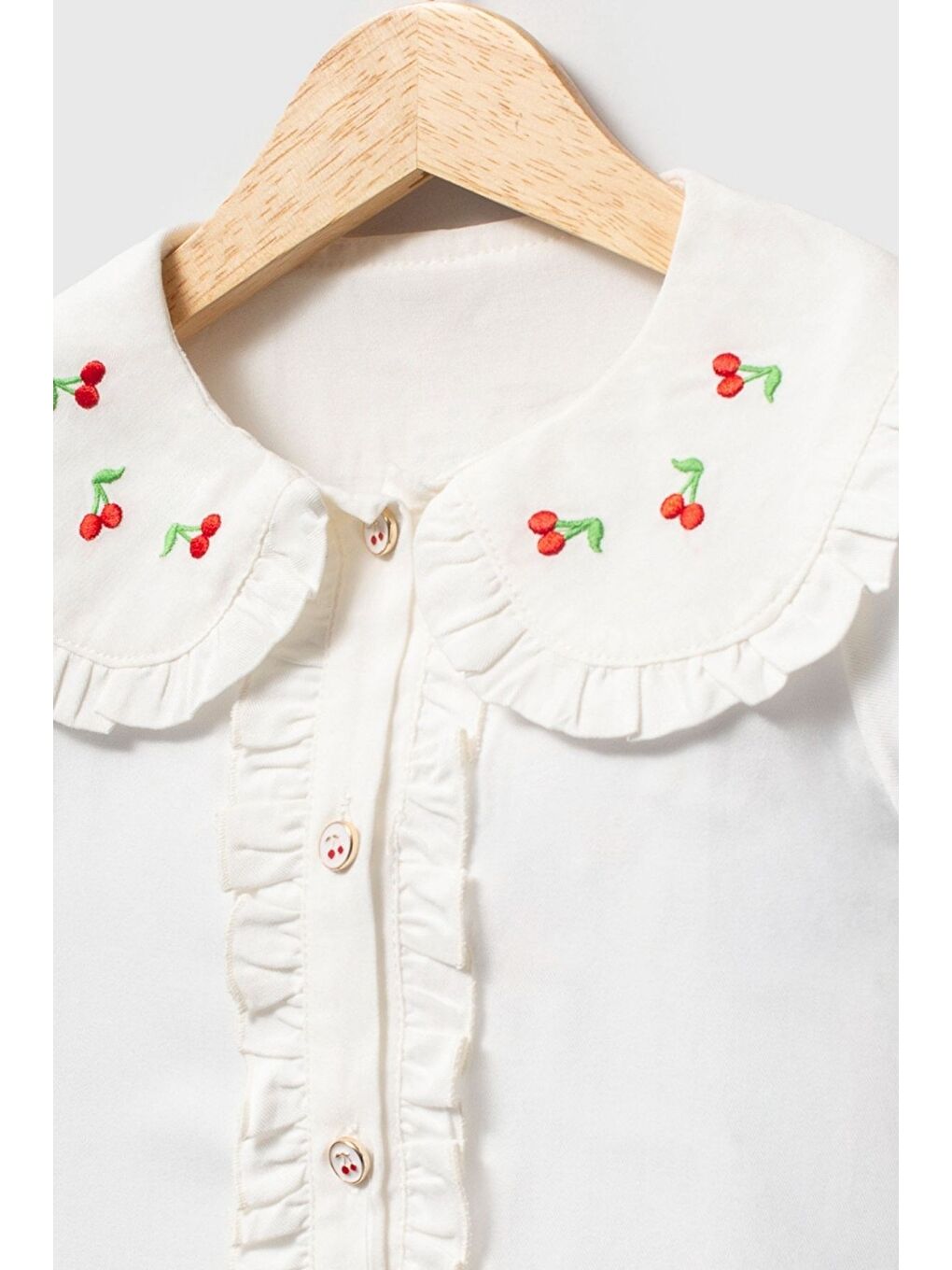 Kiraz Nakışlı Gömlek Ve Kırmızı Tütü Takım Çanta Hediyeli-4