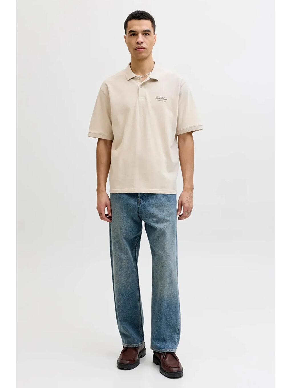 Bej Essentials Jjearchive Logolu Pamuklu Polo Yaka T Shirt 12288877-1