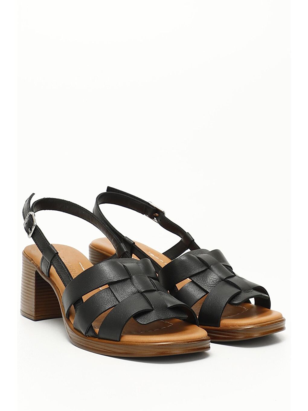 Siyah SİYAH  Hakiki Deri Kalın Topuklu Kadın Sandalet 45310-1