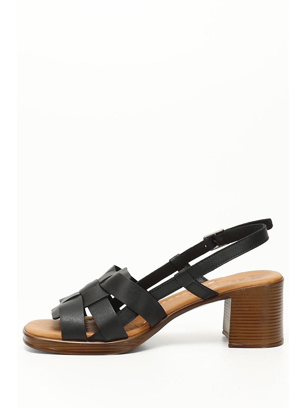 Siyah SİYAH  Hakiki Deri Kalın Topuklu Kadın Sandalet 45310-2